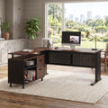 Fnova 63-Inch L-Shaped Executive Desk with Storage Cabinet and Drawers, Large Office Desk with File Drawer, Industrial Computer Desk Workstation for Home Office,WM010425_DWB_US