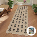 Fnova 2'x6' Washable Runner Rug, Non-Slip OEKO-TEX Certified Jute Rug with Scalloped Edge for Kitchen, Hallway, Entryway, Bedroom, Living Room & High Traffic Areas,Beige & Black,2'x6'