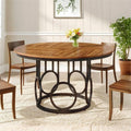 Fnova 47.24" Modern Round Dining Table for 4 with Wood Tabletop, Kitchen Table for Dining Room, Brown,Brown
