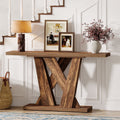 Fnova 55-Inch Farmhouse Console Table, Skinny Wood Sofa Table with X-Shaped Base, for Entryway, Living Room, Hallway & Behind Couch, Easy Assembly,WM010318_BN_Console