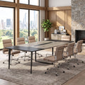 Fnova 94.48-Inch Conference Table with Cable Grommets, Large Boat-Shaped Meeting Room Table with Sturdy Metal Legs, Multi-Purpose Executive Desk for Office, Boardroom & Collaborative Workspaces,WM010214C_GB9_US