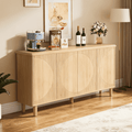 Fnova Modern Cabinet with 2-Tier Storage Shelves, 59.44-Inch Sideboard with 4 Doors, Push Pop-up Door, for Kitchen, Dining Room, Living Room, Easy Assembly,WM011326_Y_Cabinet