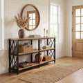 Fnova 71 Inch 3-Tier Industrial Console Table with Storage Shelves, Long Entryway Table, Hallway Foyer Table, Sofa Table Behind Couch for Living Room,WM010955_LBNB_US