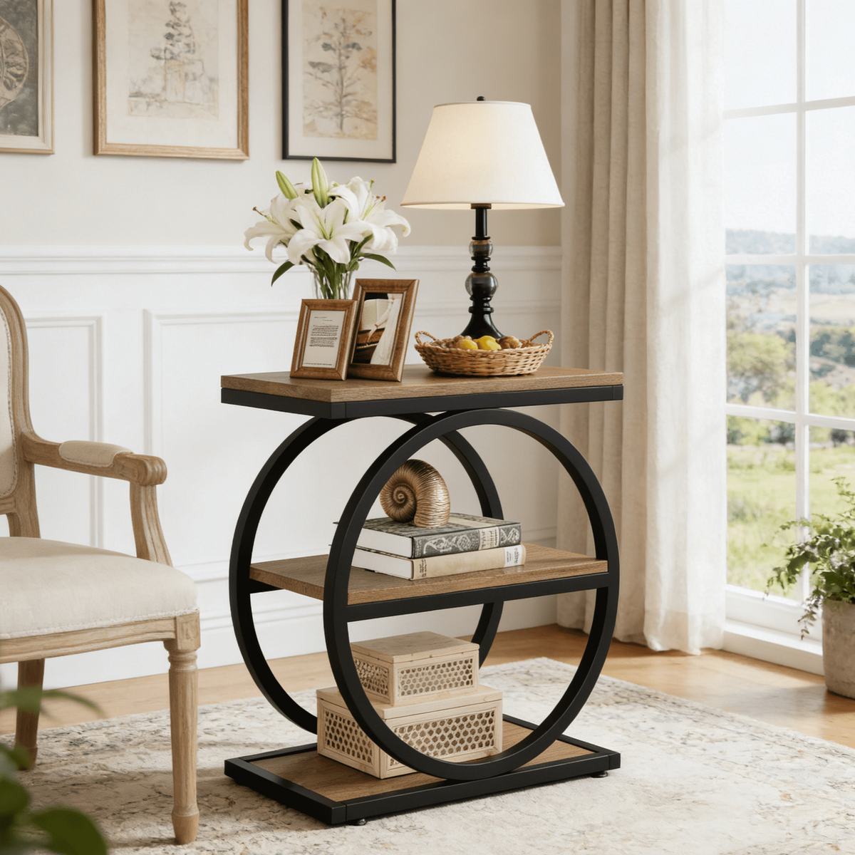 Fnova End Table Narrow Side Tables Modern Wooden Sofa Table with Storage Shelf, Farmhouse Bedside Table, Easy Assembly, Corner Table, Drink Fnova Table for Living Room, Bedroom, Nightstand,WM010104M_JW0882_US