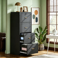 Fnova 4-Drawer File Cabinet, Tall Filing Cabinet with Lock and Key, Heavy Duty Wooden Vertical Office Storage Organizer for Legal Size/Letter/A4/Files, Home Office, Black,Black