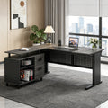 Fnova 63-Inch L-Shaped Executive Desk with Storage Cabinet and Drawers, Large Office Desk with File Drawer, Industrial Computer Desk Workstation for Home Office,WM010425_BB_US