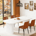 Fnova 62-Inch Dining Table For 4-6, Rectangular Wood Dinner Table With Double Pedestal, Farmhouse Kitchen Table For Dining Room, Living Room, Easy Assembly,WM010297_W_Tables