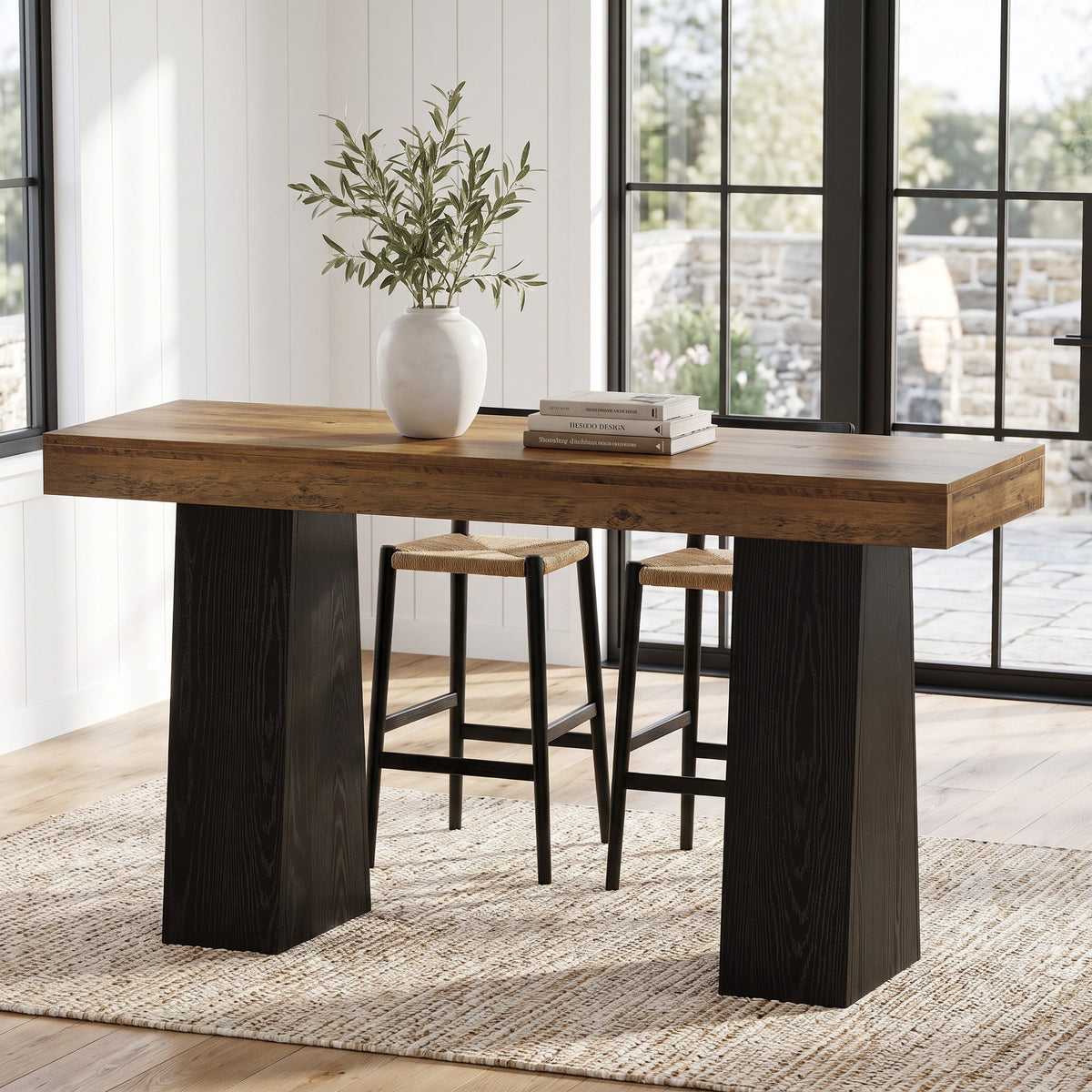 Fnova 63 Inch Counter Height Bar Table with Thickened Tabletop, Tall Bar Table for Kitchen, Home Bar Pub, Basement,WM010947_B_US