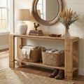 Fnova 70.87-Inch Solid Wood Console Table, Farmhouse Extra Long Entryway Table with Storage Shelf, Narrow Sofa Table for Living Room, Hallway,WM010924_BN_US