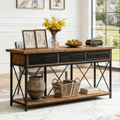 Fnova 70.8-Inch Farmhouse Console Table with 3 Drawers & Storage Shelf, Modern Narrow Long Sofa Table for Entryway, Hallway, Foyer,WM010307_BN_Console