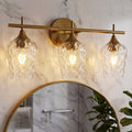 Fnova 3-Light Bathroom Vanity Light, Water Ripple Hammered Glass Shade, Damp Rated Bathroom Wall Light Fixture for Bathroom Vanity Mirror Bedroom Hallway Living Room,WM011152_G_US
