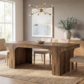 Fnova 71-Inch Farmhouse Dining Table for 6-8 People, Rectangular Wooden Kitchen Table with Double Pedestal, Dinner Table for Dining Room, Kitchen, Office, Banquet, Living Room,WM010470_DBN_US