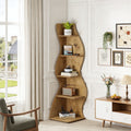 Fnova 70" 5-Tier Corner Shelving Unit, Modern Tall Storage Shelf Bookcase Plant Stand Organizer Unit for Home Office Living Room Bedroom, Woodtone,Light Brown