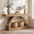 Fnova 63 Inch Console Table, Arched Entryway Table with Open Storage Shelf, 2-Tier Narrow Sofa Table for Living Room, Hallway, Foyer,WM010976_BN_US