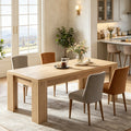 Fnova 78.7" Farmhouse Dining Table for 8-10 People, Large Kitchen Table with Sturdy Frame, Rectangular Dinner Table for Dining Room, Living Room, Office,Light Brown