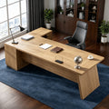 Fnova 78" L-Shaped Executive Desk with Drawers, Large Office Desk with Storage, Modern Business Desk for Home Office and Commercial Use,Natural Wood