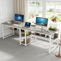Fnova 78.74-Inch Modern Computer Desk with Wood Tabletop, Industrial Writing Desk with 4 Open Shelves, Metal Frame Office Desk for Living Room & Study, Gray,WM010401C_G_Desk