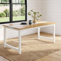 Fnova 63-Inch Industrial Dining Table, 6-8 Person Kitchen Table for Dining Room Kitchen Home Office Restaurant Bistro,WM010822_LBNW_US