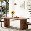 Fnova 62-Inch Dining Table For 4-6, Rectangular Wood Dinner Table With Double Pedestal, Farmhouse Kitchen Table For Dining Room, Living Room, Easy Assembly,WM010297_BN_Tables