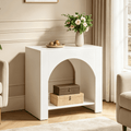 Fnova Farmhouse End Table with Storage, Modern Arched Wooden 2-Tier Side Table Nightstand Bedside Table Accent Table with Open Shelf, Easy Assembly, for Living Room, Bedroom, Entryway, Small Space,WM010127_W_US