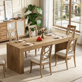 Fnova 78.7-Inch Modern Farmhouse Dining Table, Extra Long Wooden Kitchen Table, Easy Assembly, Seats 4-6 for Dining Room & Kitchen, Living Room,WM010280_LBN_US