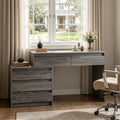 Fnova 63-Inch Vanity Desk with 5 Drawers, Bedroom Makeup Vanity Table, Removable 3-Drawer Chest, Solid Desktop Sturdy MDF Construction, for Bedroom, Vanity Room & Dressing Area,WM010451_G_US
