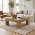 Fnova 39.4-Inch Square Coffee Table, Farmhouse Wood Accent Center Cocktail Table with Sturdy Wooden Legs for Living Room, Easy Assembly,WM010258_LBN_Tables