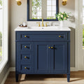 Fnova 36" Bathroom Vanity with Sink, Modern Bathroom Sink Cabinet with 4 Drawers & 2 Doors, Bath Storage Vanity Sink with Metal Handles, Solid Wood Frame, Blue,36" Blue