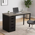 Fnova 47.24-Inch Computer Desk with 5 Drawers, Reversible File Cabinet, Writing Workstation for Home Office Bedroom Study Makeup Vanity Desk Furniture,WM010404C_GB_US