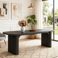 Fnova 62-Inch Dining Table For 4-6, Rectangular Wood Dinner Table With Double Pedestal, Farmhouse Kitchen Table For Dining Room, Living Room, Easy Assembly,WM010297_B_Tables