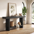 Fnova 63 Inch Solid Wood Console Table, Farmhouse 2-Tier Sofa Table Behind Couch with Storage Shelf for Living Room, Hallway, Foyer,WM010980_B_US