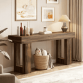 Fnova 63" Long Console Table, 2-Tier Wooden Narrow Rectangular Sofa Table Behind Couch, Farmhouse Entryway Table for Entrance, Hallway, Living Room,Dark Brown