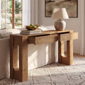 Fnova 63-Inch Solid Wood Console Table with 2 Drawers, Rustic Farmhouse Entryway Table, Thick U-Shaped Leg Narrow Sofa Table, Accent Storage Hallway Foyer Table for Living Room Home Decor,WM010337_BN_US