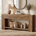 Fnova 70.87-Inch 2-Tier Console Table, Wood Farmhouse Sofa Table for Entryway Hallway Living Room Foyer Decor,WM010974_BN_US