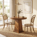 Fnova 31.5-Inch Solid Wood Round Dining Table for 2 People, Modern Farmhouse Pedestal Kitchen Table, Small Dinner Table for Dining Room, Kitchen, Living Room, Apartment, Small Spaces,WM010474_BN_US