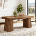 Fnova 55-Inch Modern Dining Table, Mid-Century Wood Rectangular Writing Desk, Computer desk with Double Trapezoid Base, Seats 4-6 - Perfect for Home Office, Dining Room, Kitchen & Living Room,WM010265_DBN_Tables