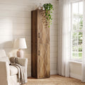 Fnova 75.59-Inch Tall Storage Organizer Cabinet with 2 Doors & 6 Compartments, Adjustable Shelves Narrow Freestanding Cabinet, Home Furniture for Living Room Kitchen Bathroom Bedroom,WM010610_BN_US