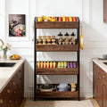 Fnova 55.1" 4-Tier Storage Shelf, Wooden Kitchen Rack, Fruit & Vegetable Organizer Shelf for Snacks, Kitchen Storage Shelving Unit,Brown