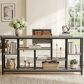 Fnova 70.9-Inch Extra Long Industrial Console Table, 3-Tier Narrow Entryway Table with Storage Shelves, Sturdy Sofa Table for Living Room, Hallway,WM010383_GB_US