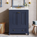 Fnova 24" Bathroom Vanity with Ceramic Sink Combo Freestanding Bathroom Storage Cabinet with 2 Doors 1 Drawer Solid Wood Frame Soft Close Hinges Waterproof Coated Surface for Small Bathroom,24" Blue