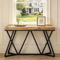 Fnova 55-Inch Industrial Console Table, Farmhouse Wooden Sofa Table, Entryway Table with Metal Base, Behind The Couch Table, Foyer Table, Accent Table for Hallway, Living Room, Entranc,WM010374_LBN_US
