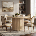 Fnova 47-Inch Round Dining Table for 6 People, Modern Farmhouse Kitchen Table with Sturdy Pedestal Base, Wood Dining Room Table for Dining Room, Kitchen,WM010418_BN_US
