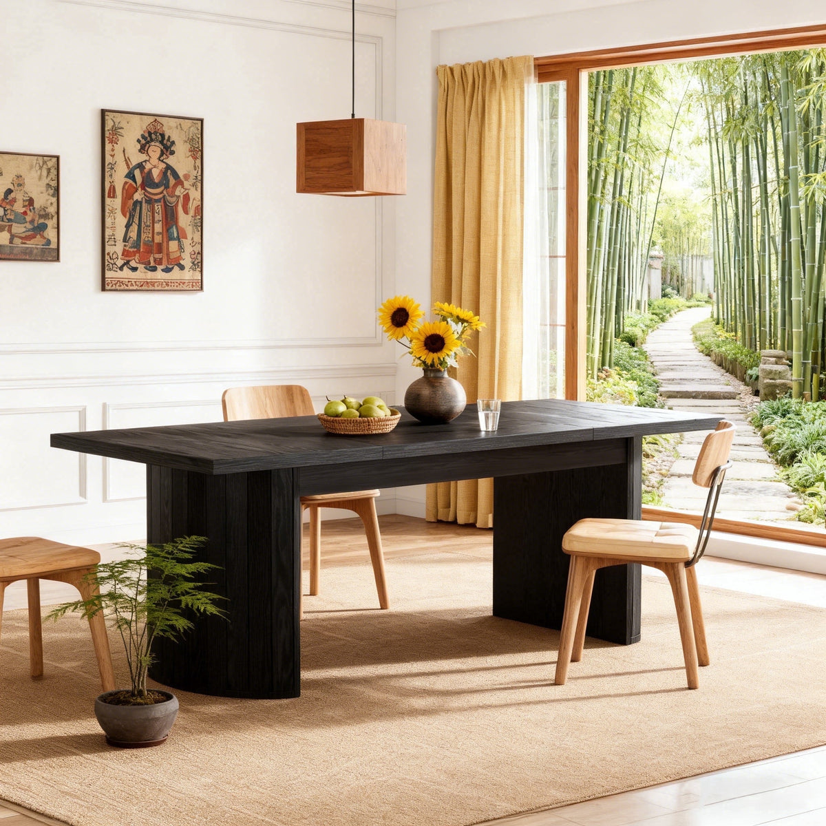 Fnova 70.87-Inch Dining Table for 6-8, Farmhouse Rectangular Kitchen Table with Heavy Duty Legs, Modern Style, Easy to Assemble,WM010240_B_Tables
