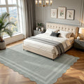 Fnova Scalloped Checker Border Area Rug, 8'x10' Machine Washable Non Slip Rug for Living Room Bedroom Dining Room, Kid and Pet Friendly Low Pile Indoor Carpet,Gray,8'x10'