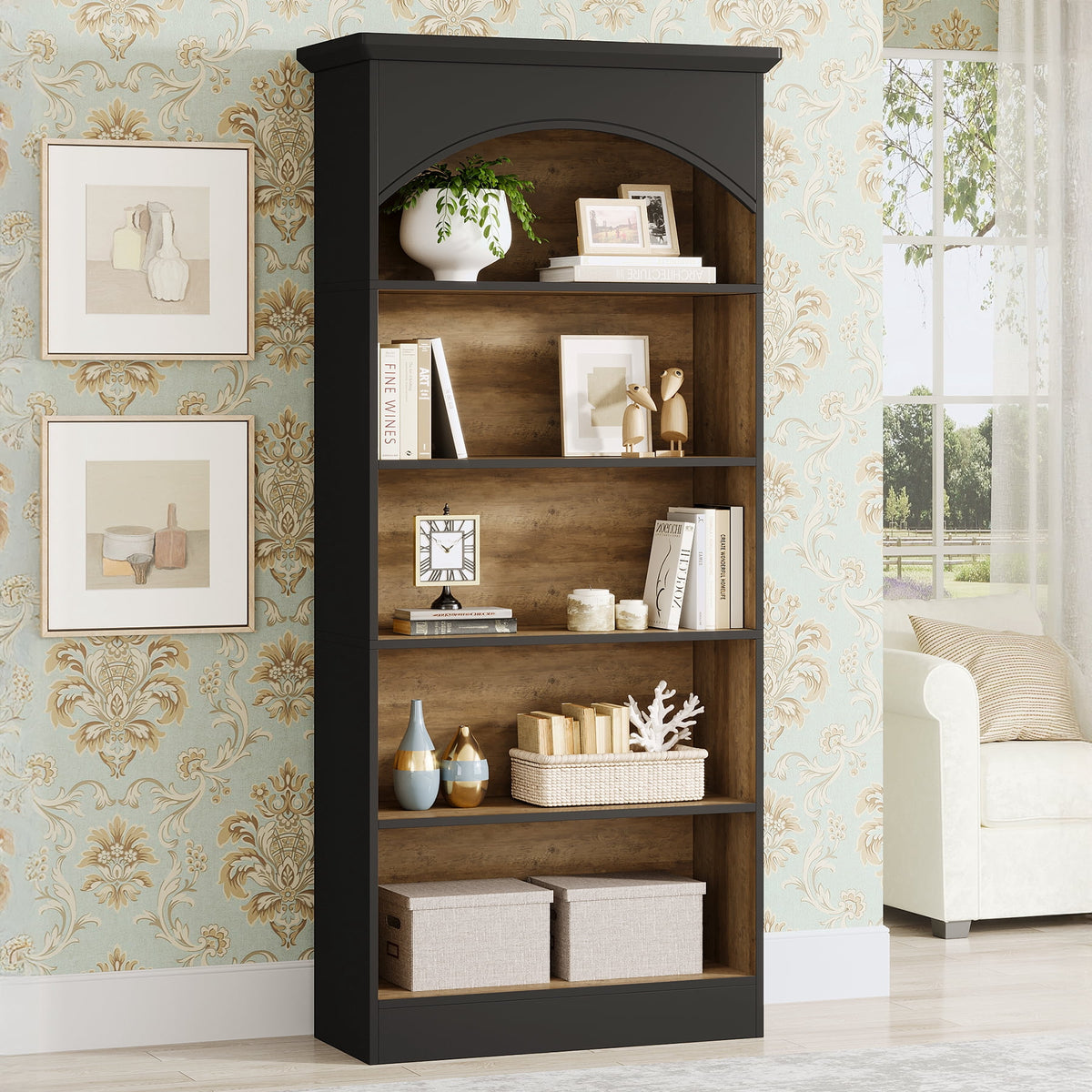 Lantine 71-Inch Tall Bookcase with 5-Tier Open Display Storage Shelves, Large Book Shelf Bookcase Bookshelf for Living Room, Home Office, Bed Room,WM010504M_J0401_US
