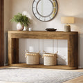 Fnova 63-Inch Industrial Console Table, Fluted Narrow Sofa Table with Semi-Cylinder Supports, Easy Assembly, for Entryway, Hallway, Foyer, Living Room,WM010314_DBN_Console
