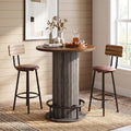 Fnova 39.4-Inch Round Dining Table, Small Circle Kitchen Table with Wood Strip Base and Metal Footrest for Dining Room, Kitchen, Bar, Easy to Assemble,WM010252_BNG_US