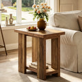 Fnova 2-Tier End Table with Storage Shelf, Modern Side Table, Accent Table Nightstand Beside Table, Easy Assembly, for Living Room, Bedroom, Entryway, Small Space,WM010142_DBN_US