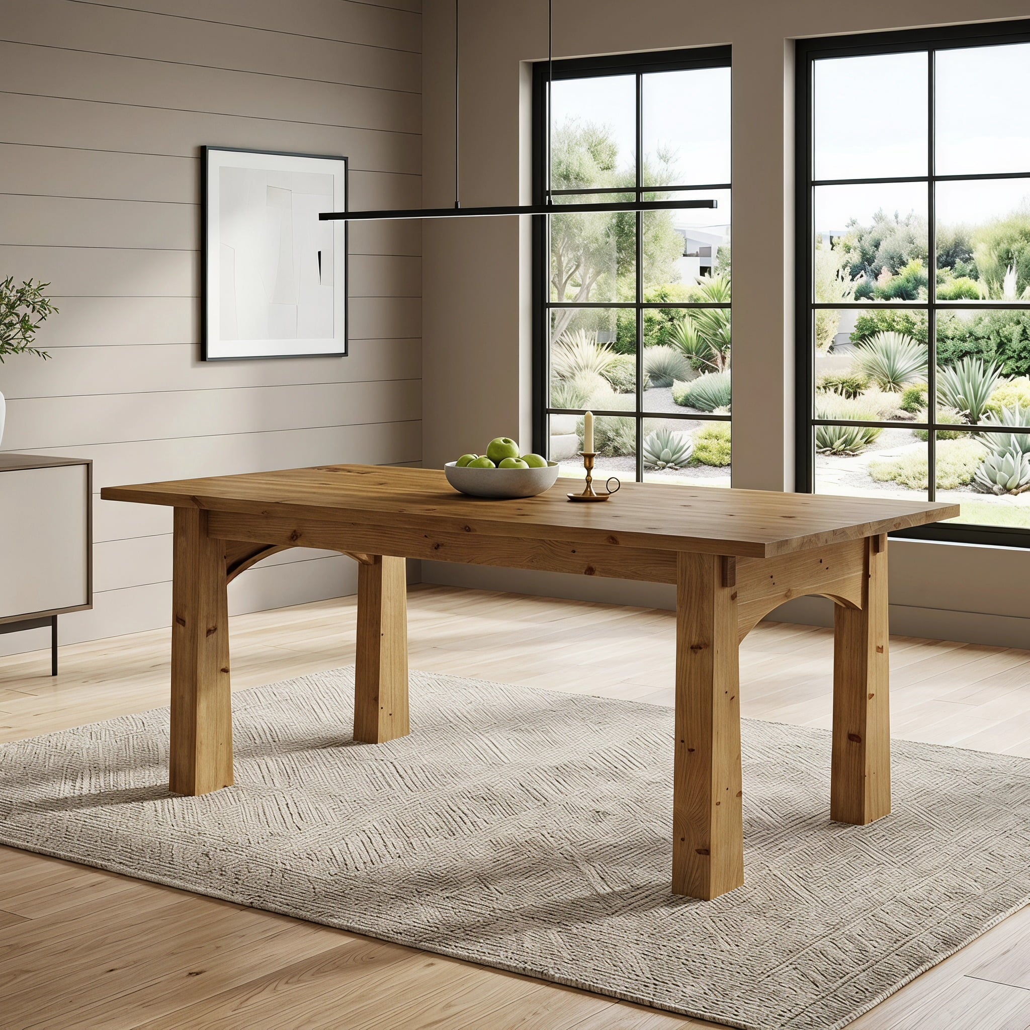 Fnova 63-Inch Solid Wood Dining Table for 4-6 People, Farmhouse Dinner Table, Versatile for Dining Room, Living Room, Kitchen & Home Use,WM010455_BN_US