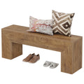 Fnova 47" Wooden Entryway Bench, Farmhouse Wooden Shoe Bench, Indoor End of Bed Stool for 1-2, Long Kitchen Table Seat Dining Seat for Entryway, Hallway, Living Room,Warm Oak